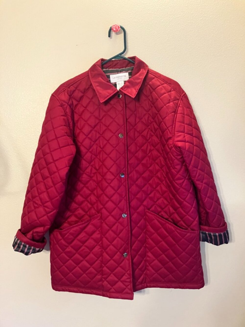 Liz Claiborne LizSport Burgundy Quilted Barn Jacket